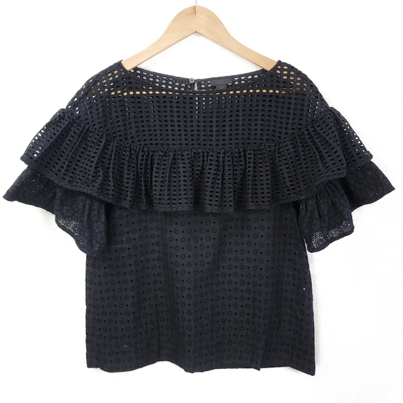 J. Crew Tops - J. Crew Collection Black Ruffle Top